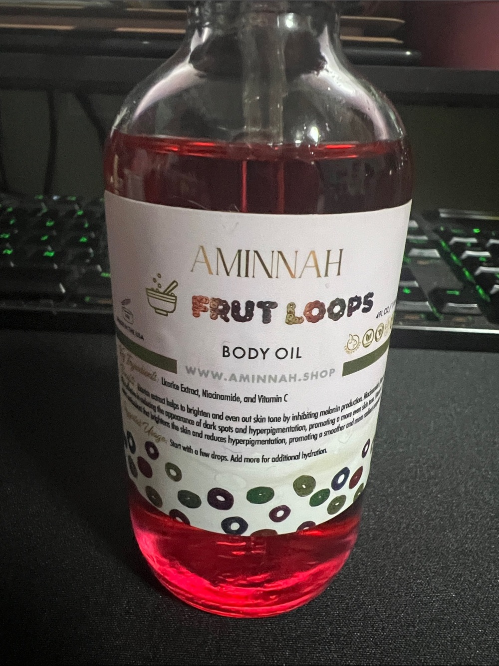 AMINNAH Fruit Loops Body Oil — Pink Hydrating Body Oil